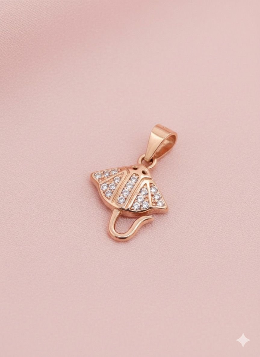 92.5 Silver Rose Gold Plated Fish Charm  Fancy pendant